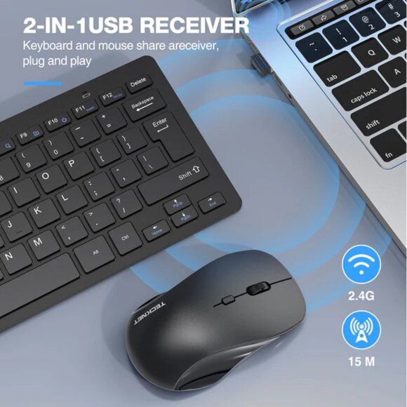 Mini Wireless Keyboard & Mouse Set – Bluetooth, Quiet Clicks - Picture 3 of 15